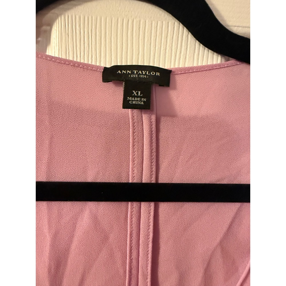Ann Taylor Mixed Media Layered Look Sweater Lavender Pink Long Sleeve XL - Picture 2 of 6